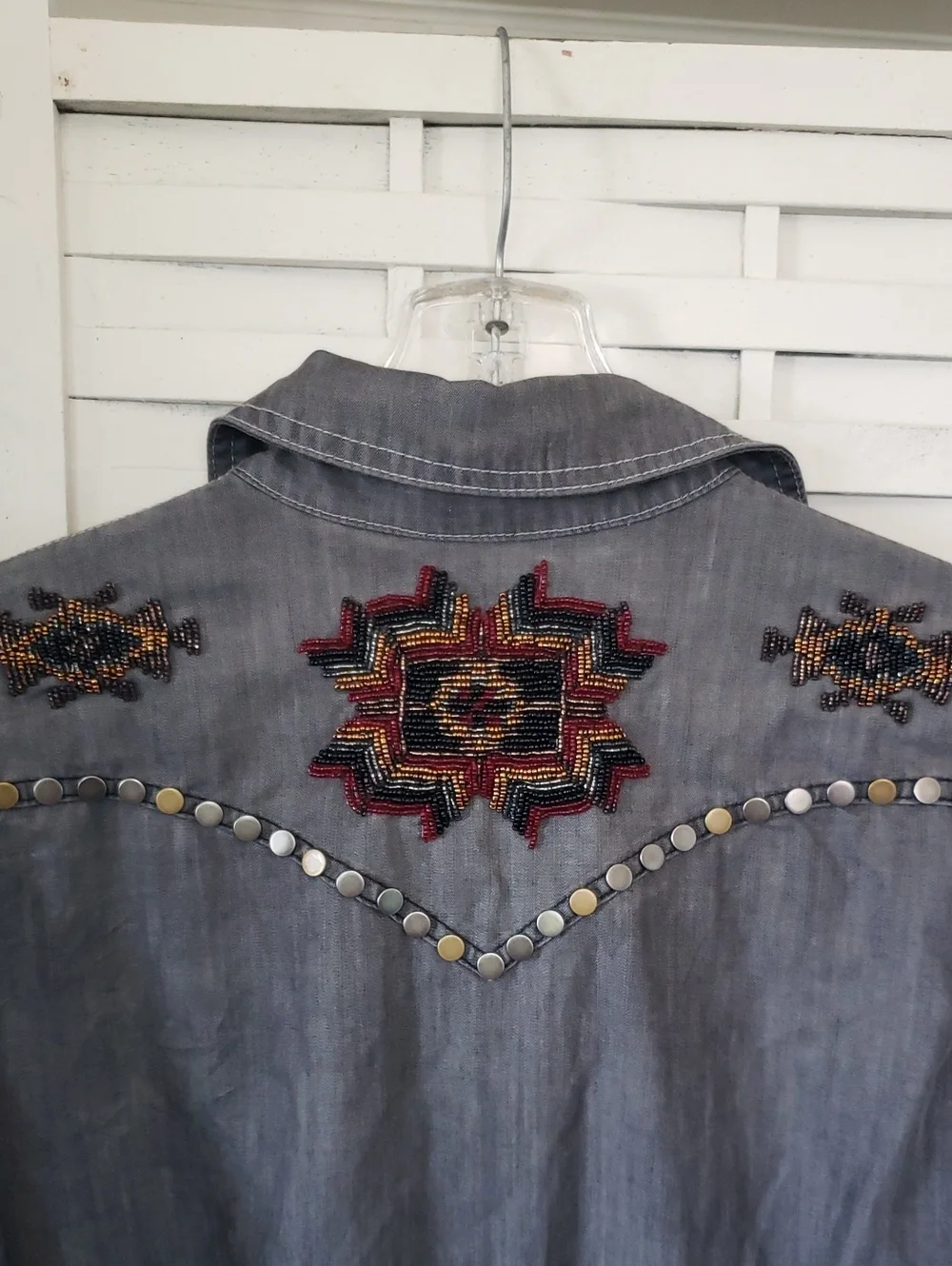 Double D Ranch Women's Embellished Grey Western Shirt Jacket XL